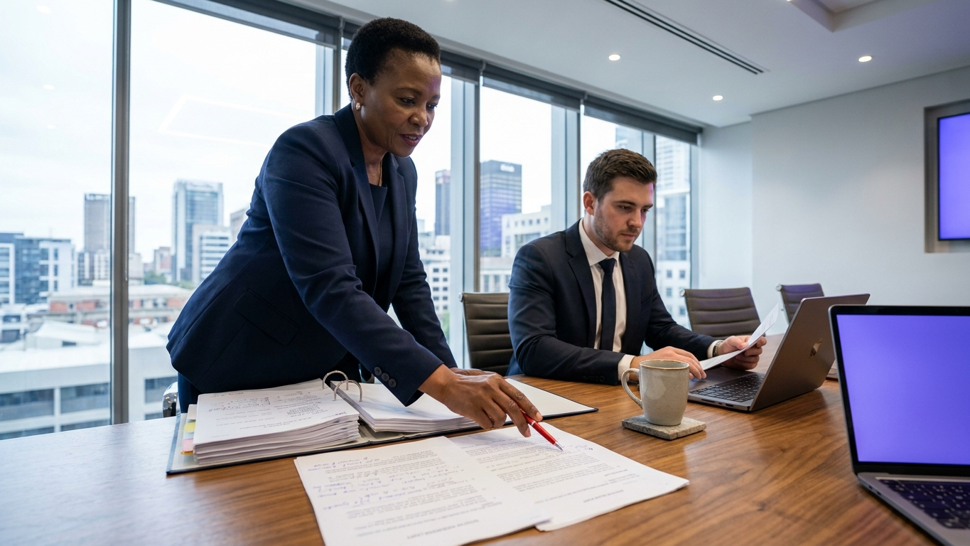 South African legal team collaborating on digital document automation and compliance workflows