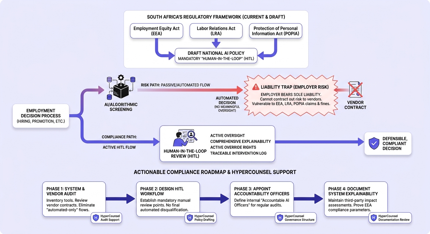 Infographic: South Africa's Draft AI Policy and the Human-in-the-Loop Liability Trap