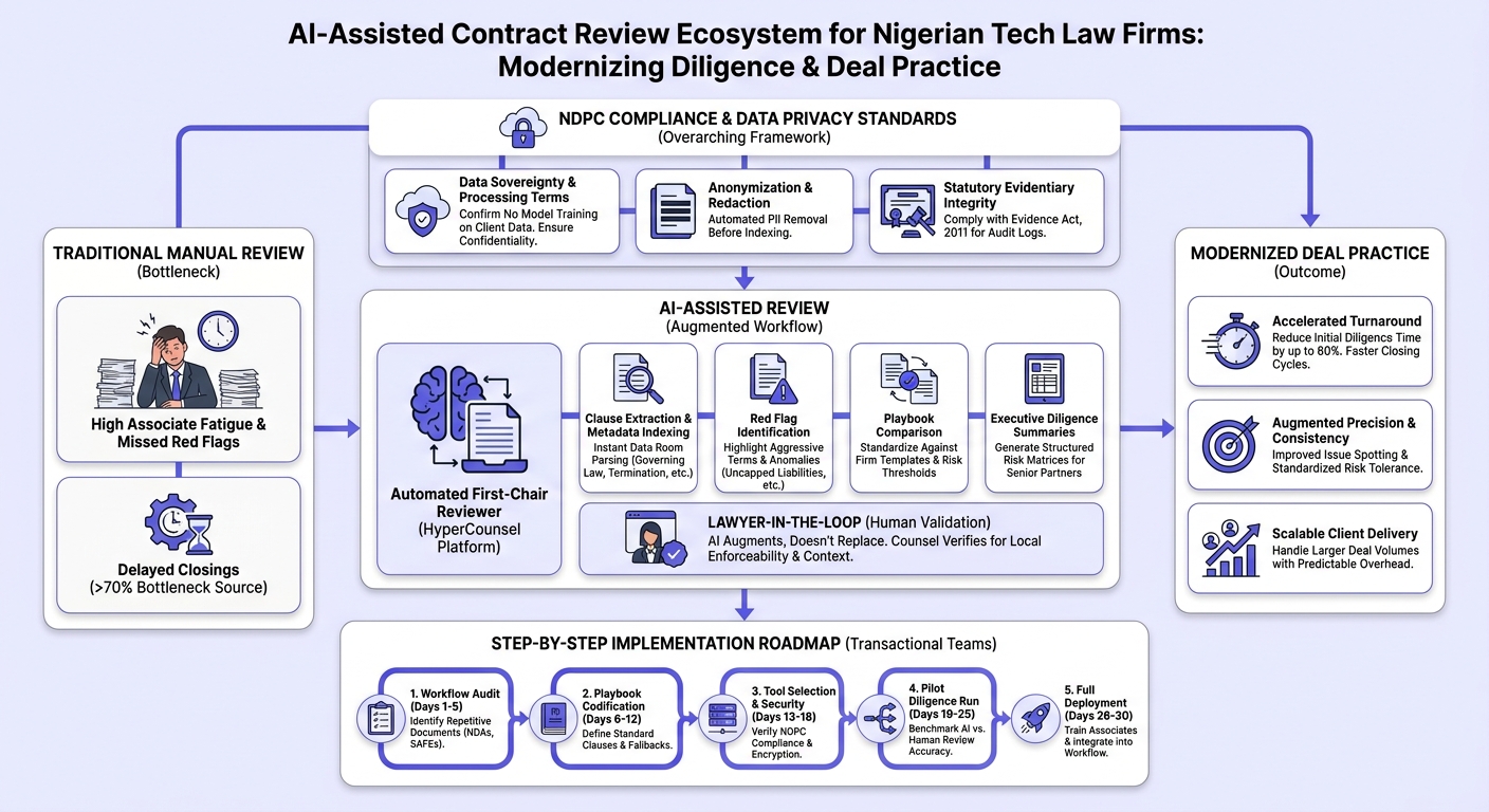 Infographic: AI Contract Review for Tech Law Firms in Nigeria: Modernizing Due Diligence and Deal Practice